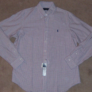 NWT POLO Ralph Lauren Cream/Red Long Sleeve Shirt